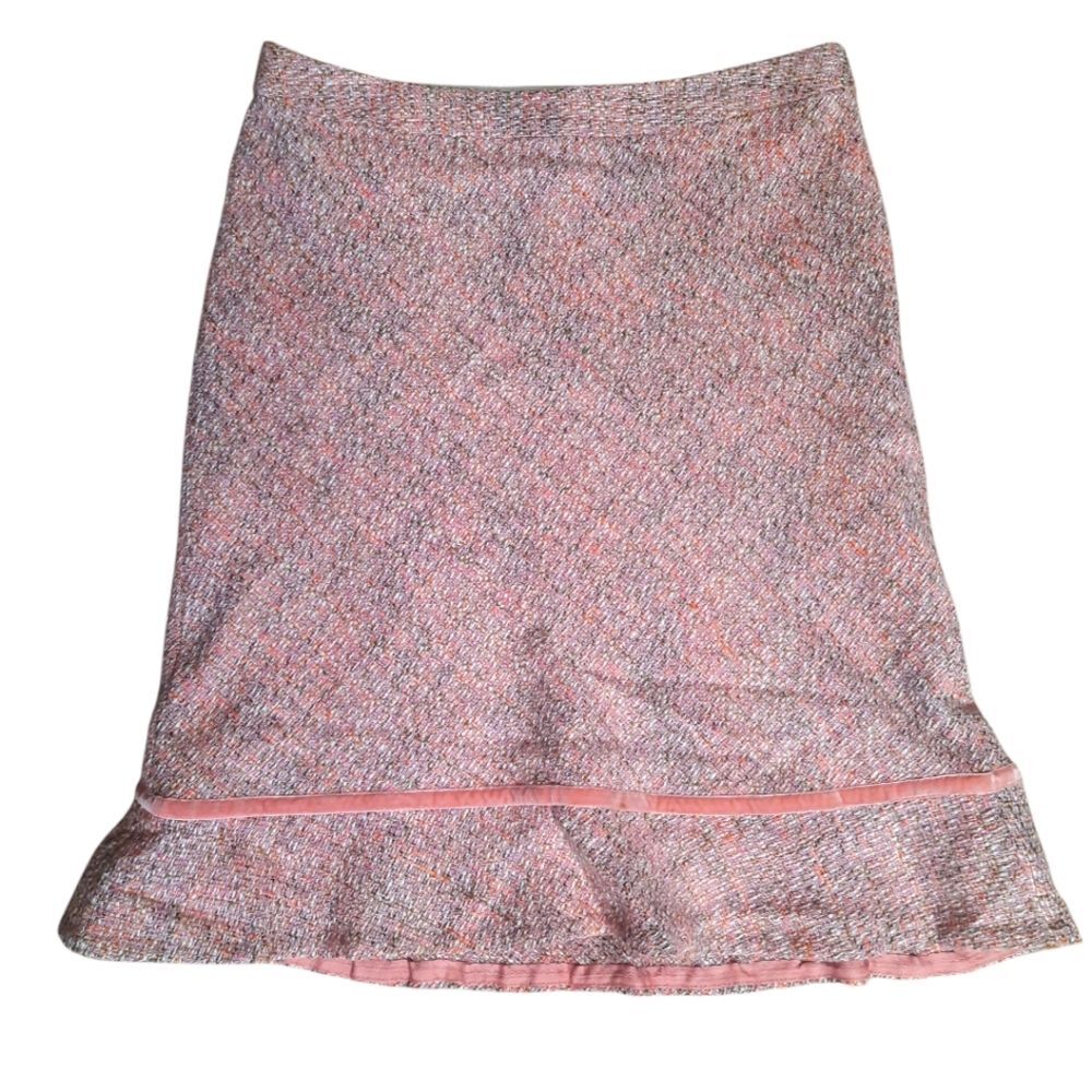 GAP Vintage Y2K Pink Tweed Flounce Skirt Wool Blend Size 8